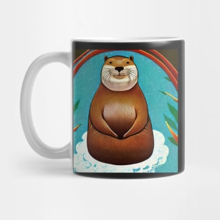 Happy Otter in Water illustration Mug